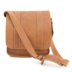 Leather Messenger Bag Tan Travel Laptop Work School Unisex Crossbody Satchel